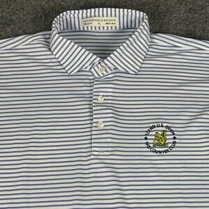 Holderness Bourne Golf Polo Shirt Size XL Striped Blue US Open The Country Club